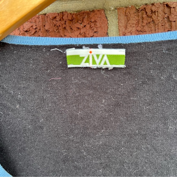 Ziva Black and Blue Hem Square Button Sweater Cardigan - Picture 3 of 5